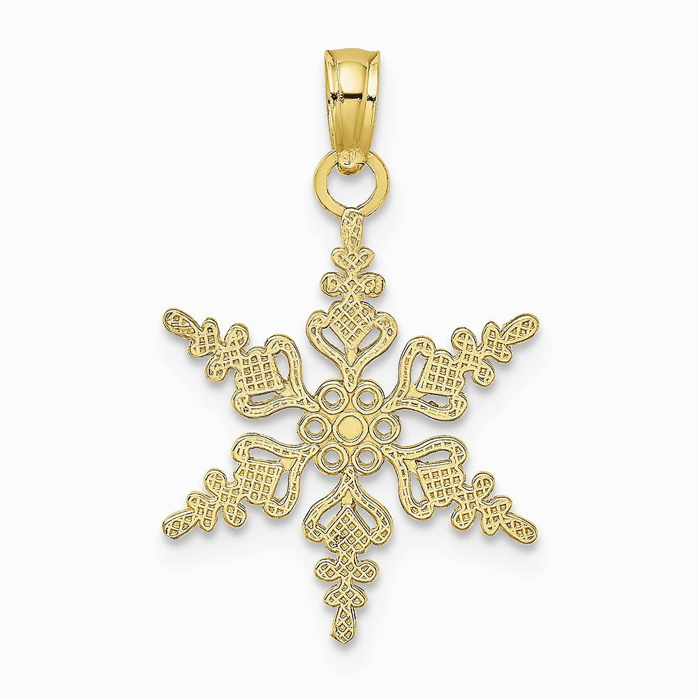 10K / 14K Yellow Gold Polished Snowflake Charm - Product Photo