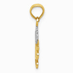 10K / 14K Yellow with Rhodium with Rhodium PRINCESS with White Crown Charm - Product Photo