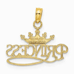 10K / 14K Yellow with Rhodium with Rhodium PRINCESS with White Crown Charm - Product Photo