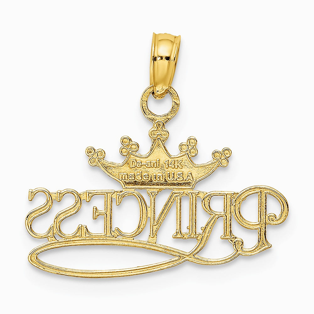 10K / 14K Yellow with Rhodium with Rhodium PRINCESS with White Crown Charm - Product Photo