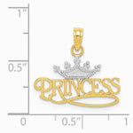 10K / 14K Yellow with Rhodium with Rhodium PRINCESS with White Crown Charm - Product Photo