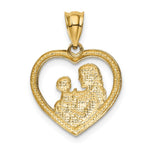 14K Yellow Gold Polished and Satin Mom/Baby Heart Charm - Product Photo