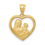 14K Yellow Gold Polished and Satin Mom/Baby Heart Charm - Product Photo