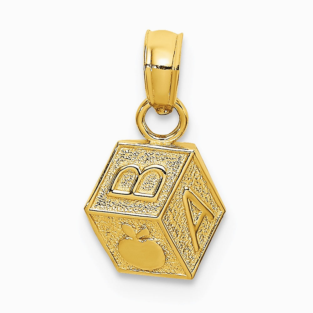 14K Yellow Gold Baby Block Charm - Product Photo