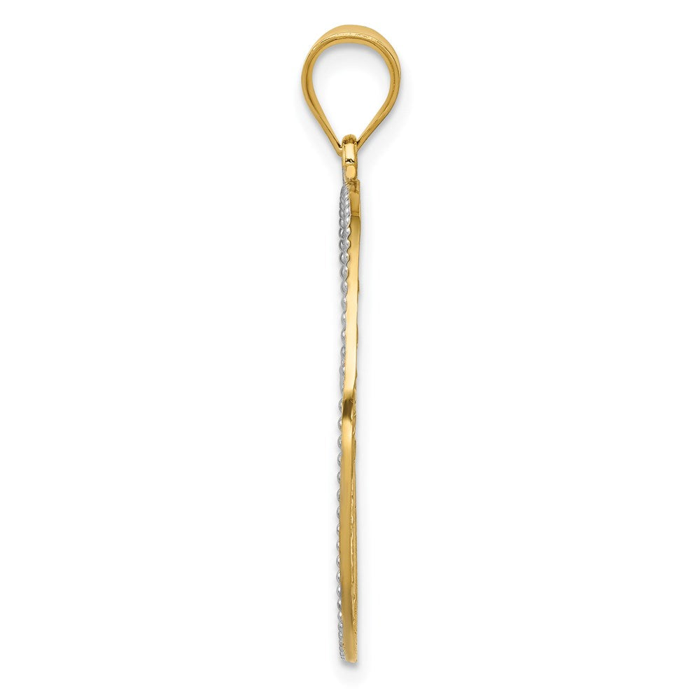 14K Yellow & Rhodium w/Rhodium Filigree Tree of Life Pendant - Product Photo