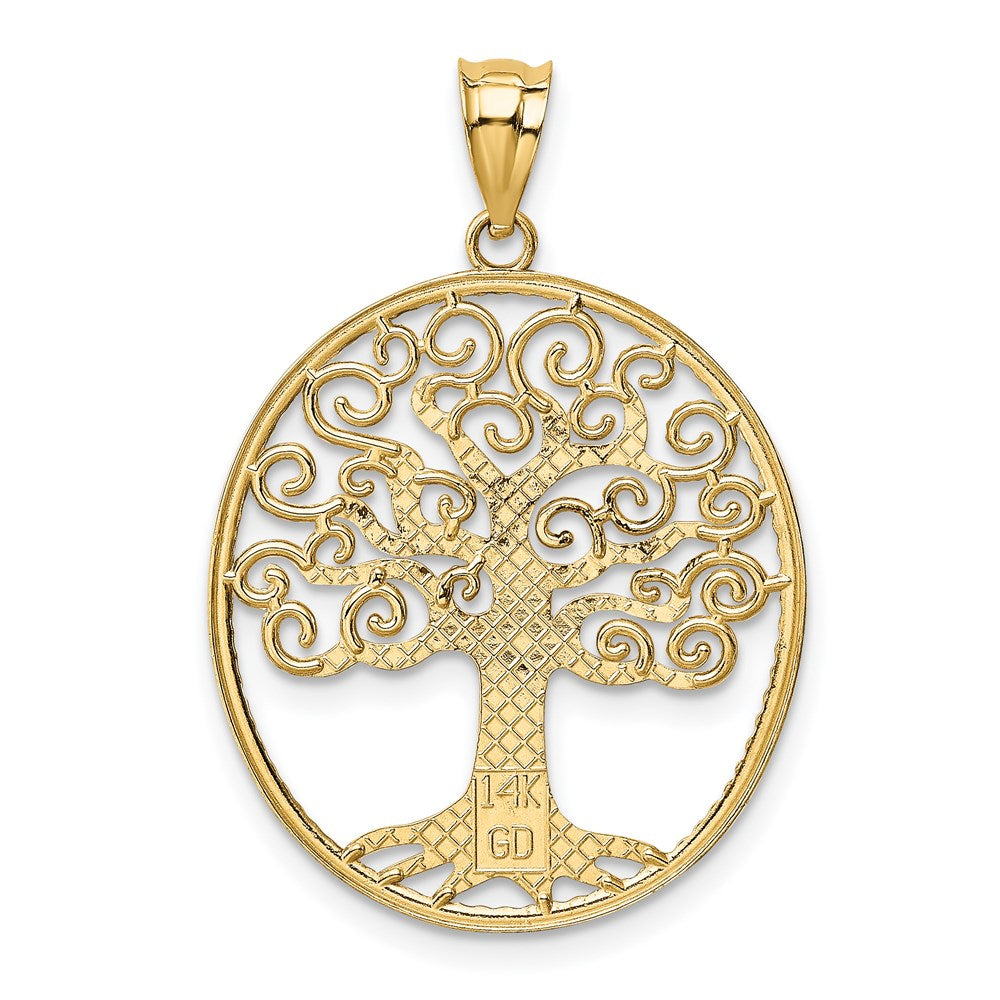 14K Yellow & Rhodium w/Rhodium Filigree Tree of Life Pendant - Product Photo