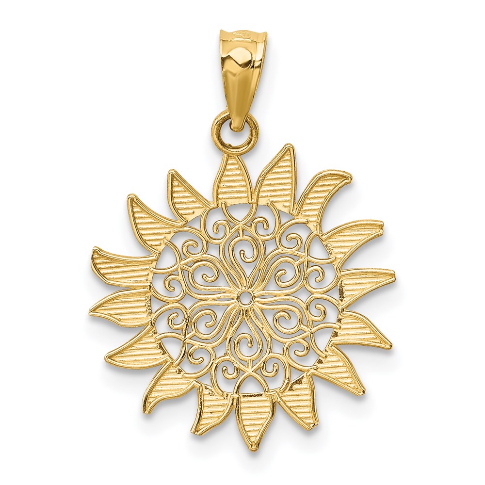 14k Polished Filigree Sun Pendant - Product Photo