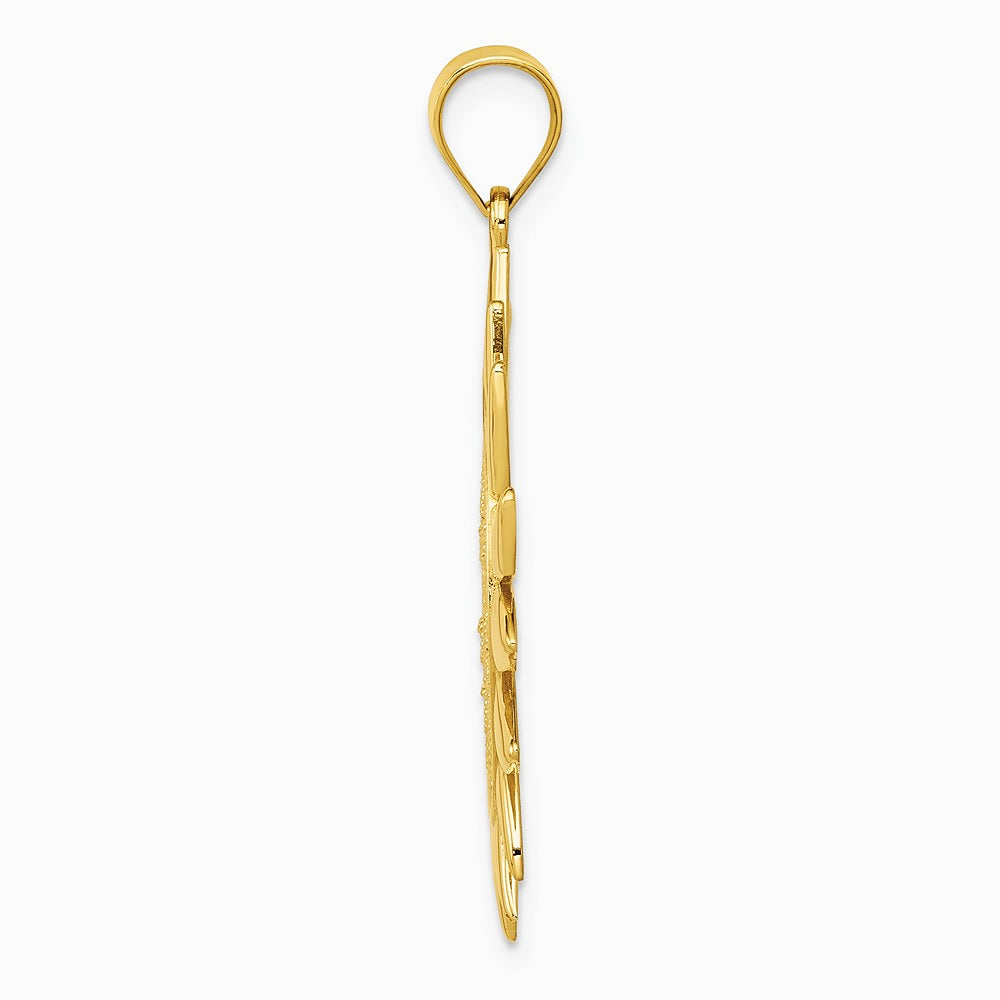14K Yellow Gold Filigree Sun Pendant - Product Photo