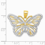 10K / 14K Yellow with Rhodium W/Rhodium Butterfly Pendant - Product Photo