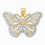 10K / 14K Yellow with Rhodium W/Rhodium Butterfly Pendant - Product Photo