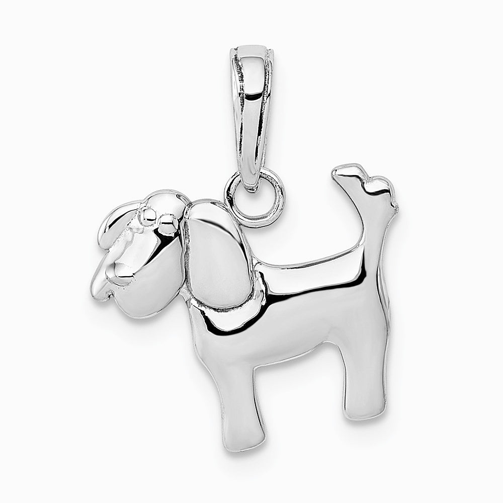 10K / 14K White Gold Polished Dog Charm