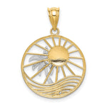 14K Two-tone Sun and Palm Tree Pendant - Product Photo