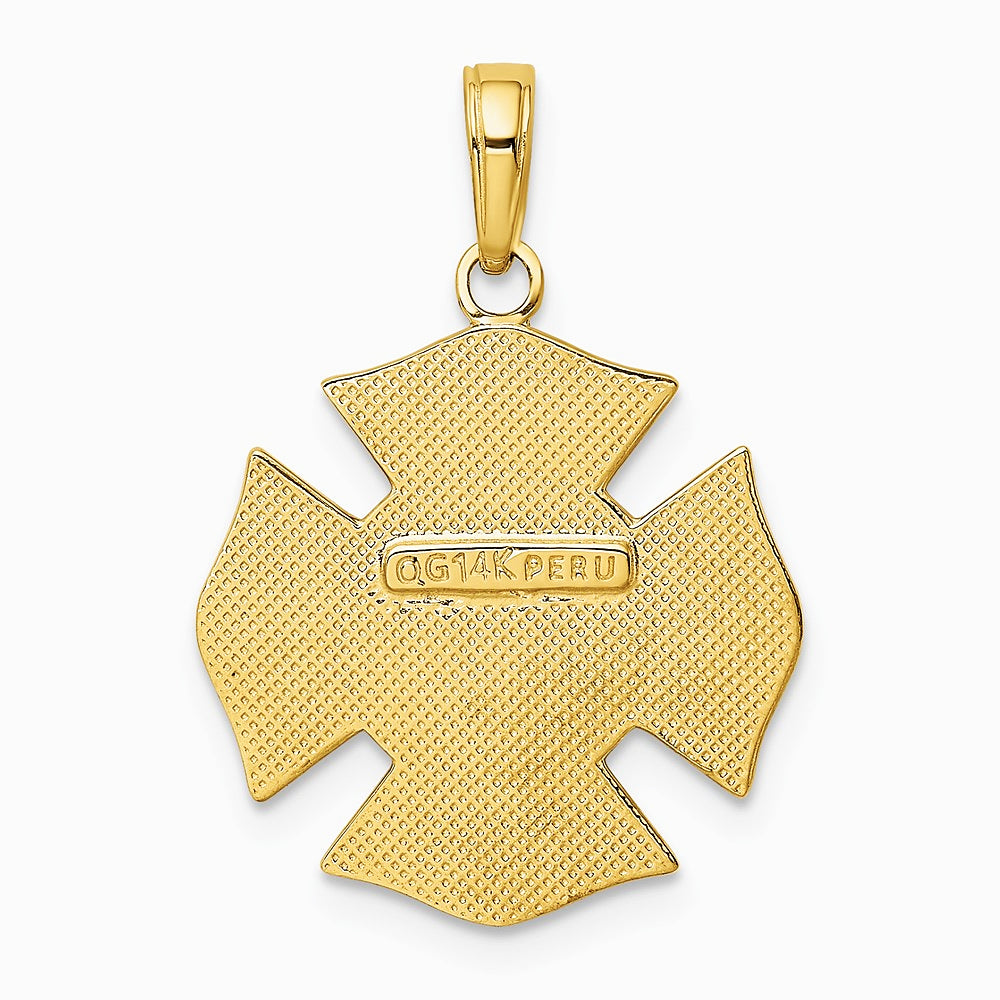 10K / 14K Yellow Gold Fire Dept. Maltese Cross Pendant - Product Photo