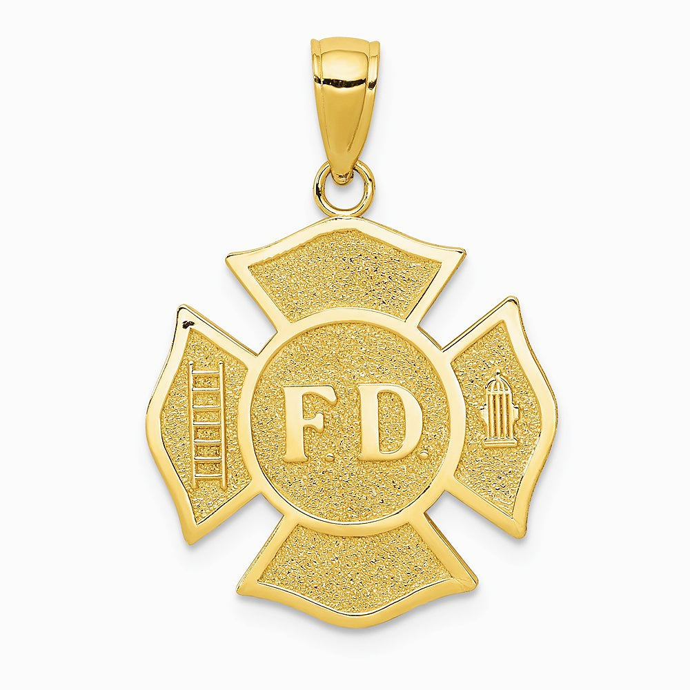 10K / 14K Yellow Gold Fire Dept. Maltese Cross Pendant - Product Photo
