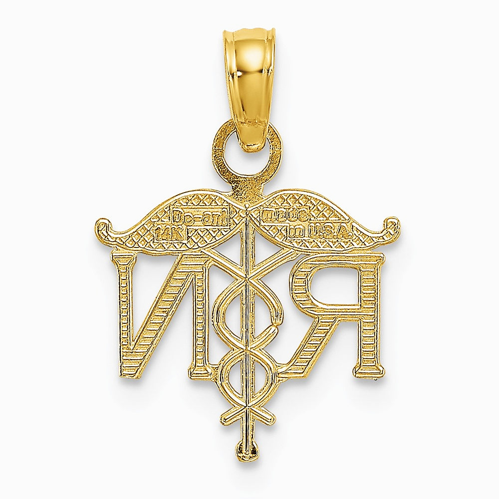 10K / 14K Yellow Gold Registered Nurse Pendant - Product Photo