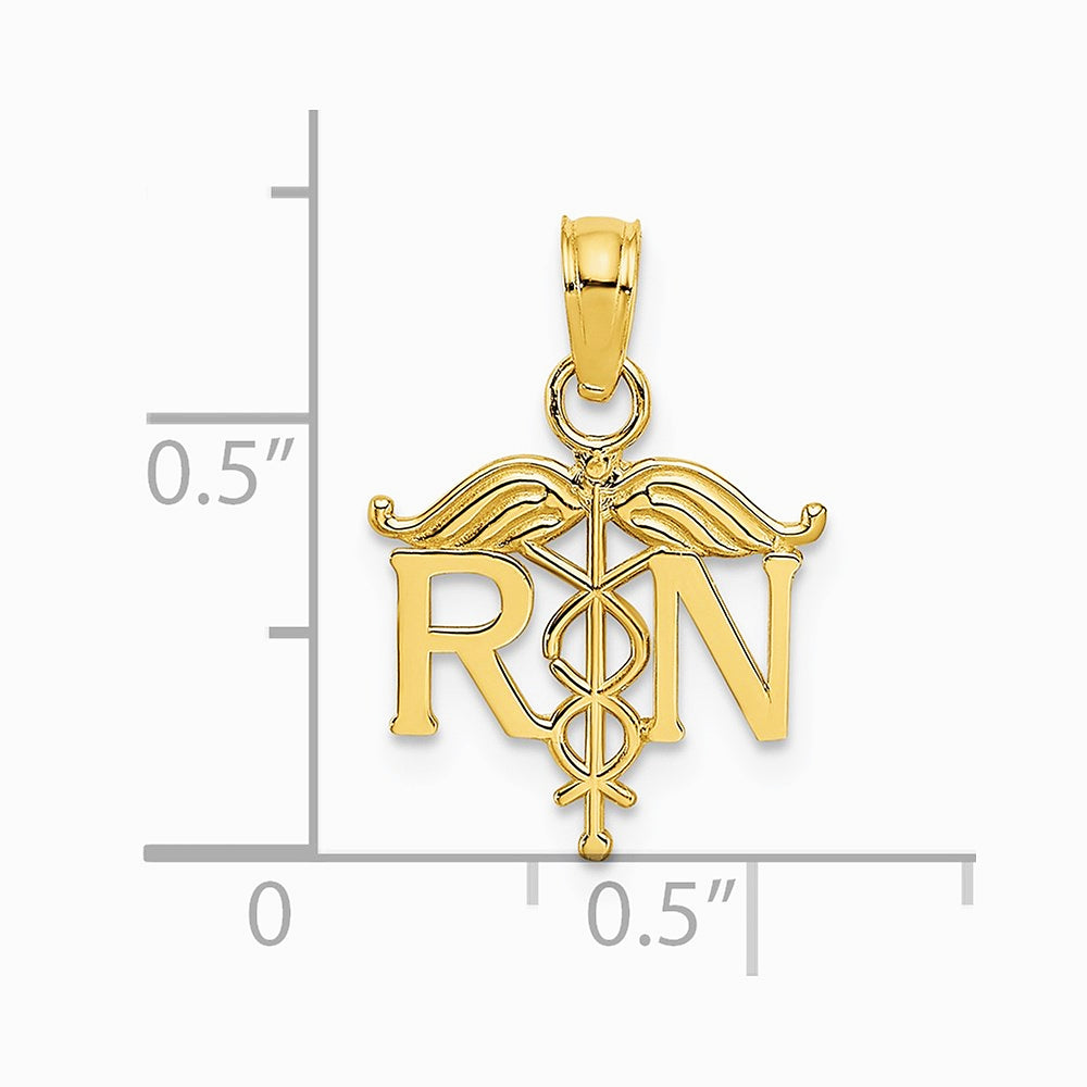 10K / 14K Yellow Gold Registered Nurse Pendant - Product Photo