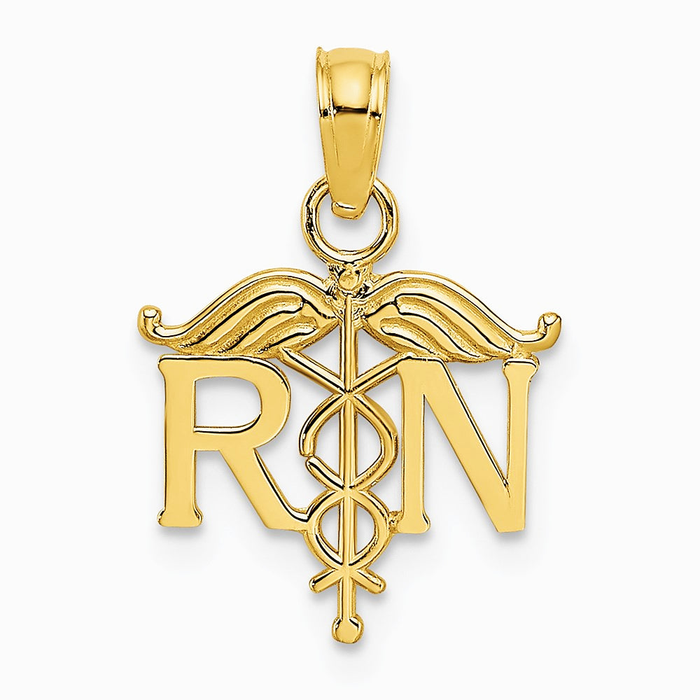 10K / 14K Yellow Gold Registered Nurse Pendant - Product Photo