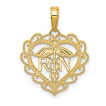 10K / 14K Yellow Gold Registered Nurse Heart Pendant - Product Photo