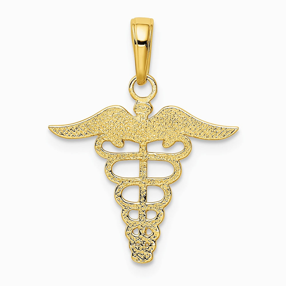 10K / 14K Yellow Gold Caduceus Pendant - Product Photo