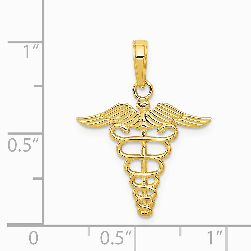 10K / 14K Yellow Gold Caduceus Pendant - Product Photo