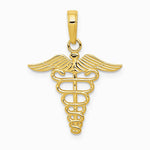 10K / 14K Yellow Gold Caduceus Pendant - Product Photo