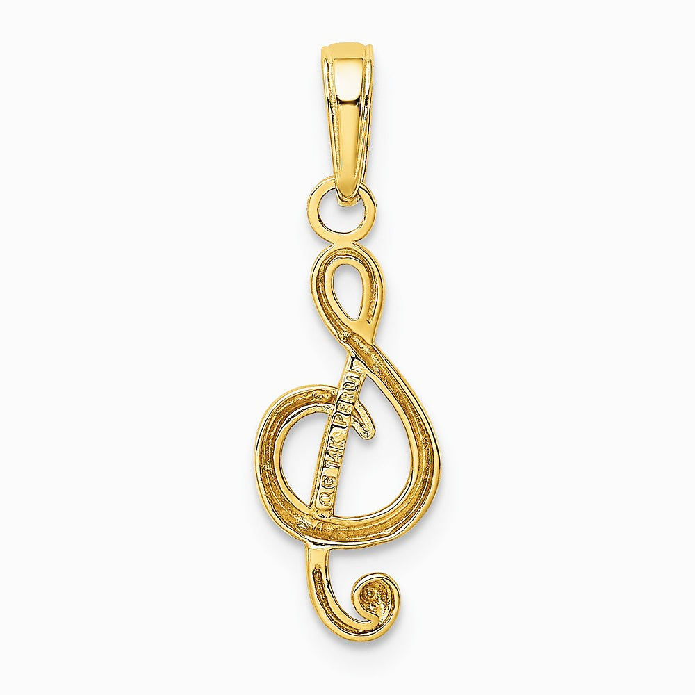 10K / 14K Yellow Gold Treble Clef Pendant - Product Photo