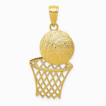 10K / 14K Yellow Gold Basketball and Net Pendant - Product Photo