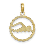 10K / 14K Yellow Gold Swimming Inside Frame Pendant - Product Photo