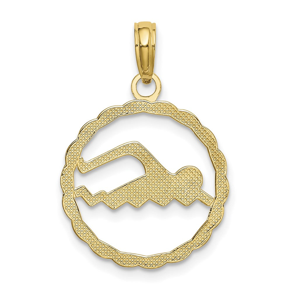 10K / 14K Yellow Gold Swimming Inside Frame Pendant - Product Photo
