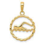 10K / 14K Yellow Gold Swimming Inside Frame Pendant - Product Photo