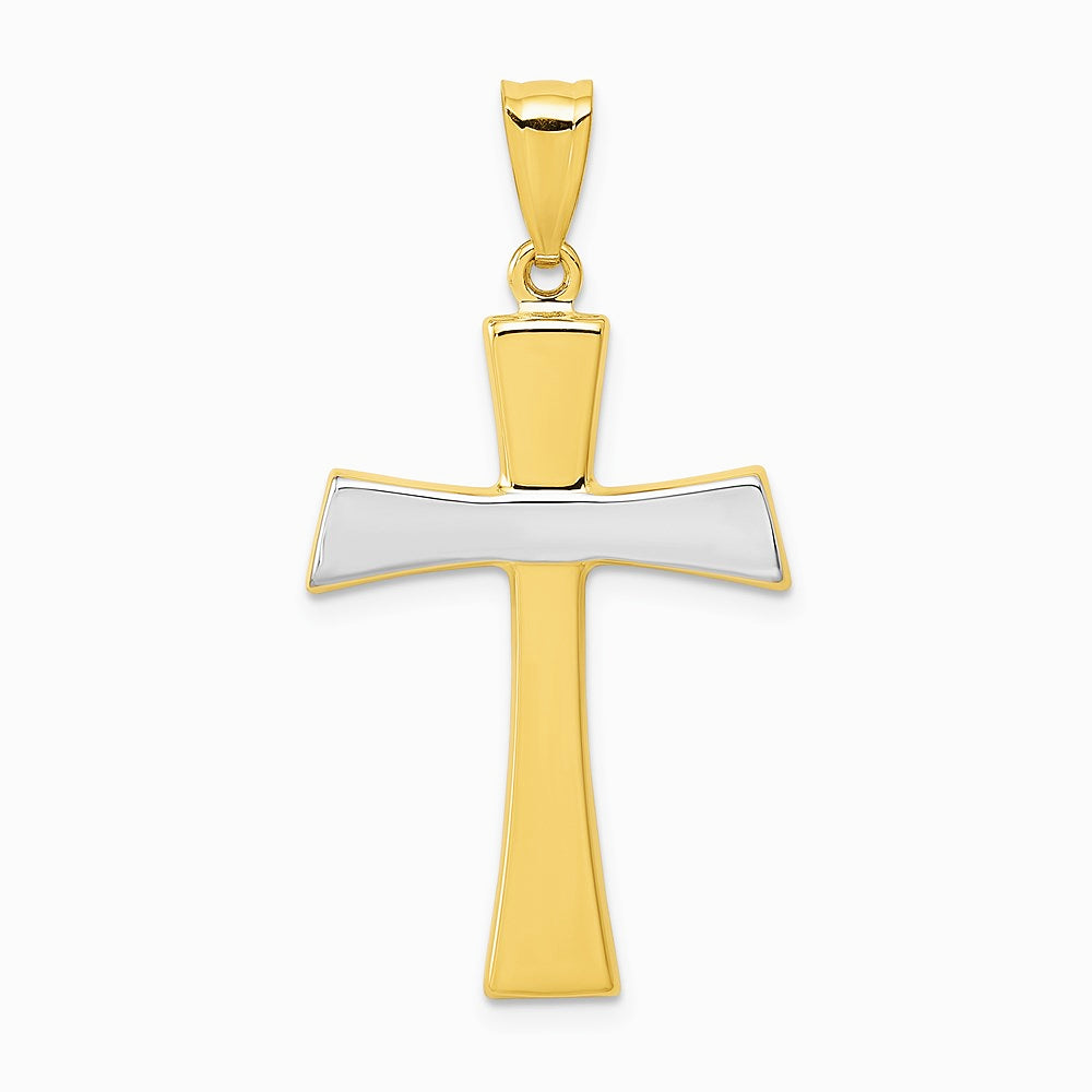 14K Yellow & Rhodium 14Kw/Rhodium Polished Cross Pendant