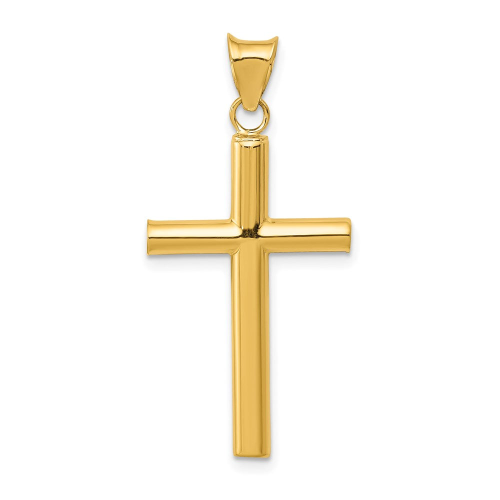 14K Polished Hollow Cross Pendant - Product Photo