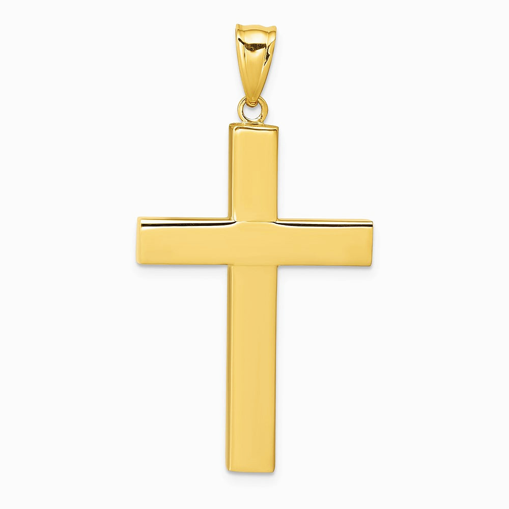 14K Yellow Gold Hollow Cross Pendant - Product Photo
