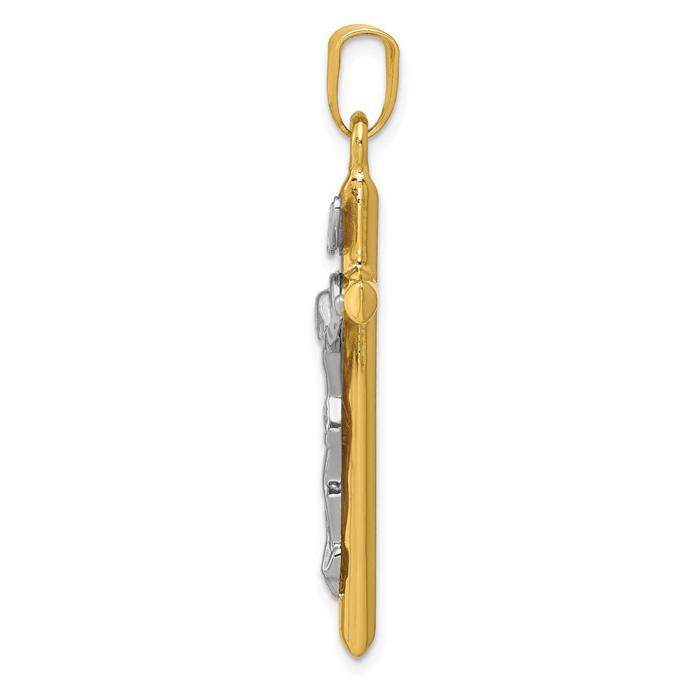 14k Two-tone INRI Crucifix Pendant - Product Photo
