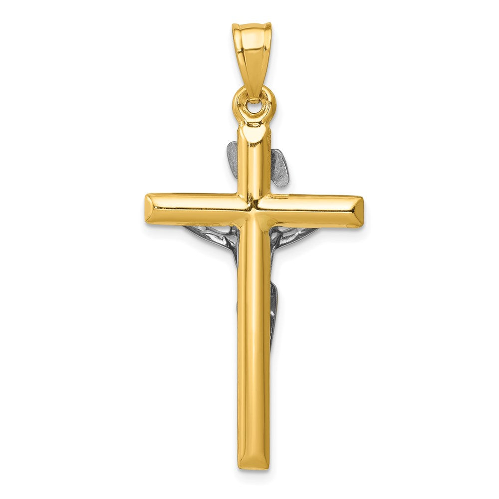 14k Two-tone INRI Crucifix Pendant - Product Photo
