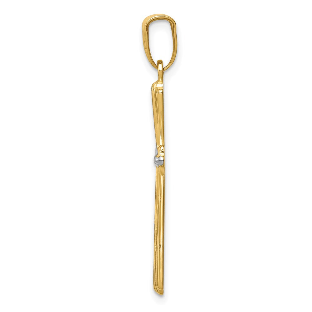 14k w/Rhodium Diamond Cut Cross Pendant - Product Photo