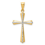 14k w/Rhodium Diamond Cut Cross Pendant - Product Photo