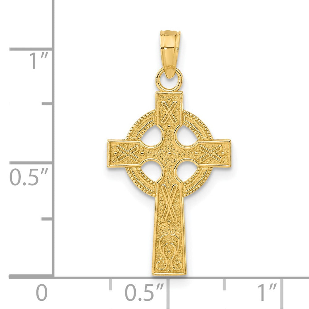 10K / 14K Yellow Gold Celtic Cross with Eternity Circle Pendant - Product Photo