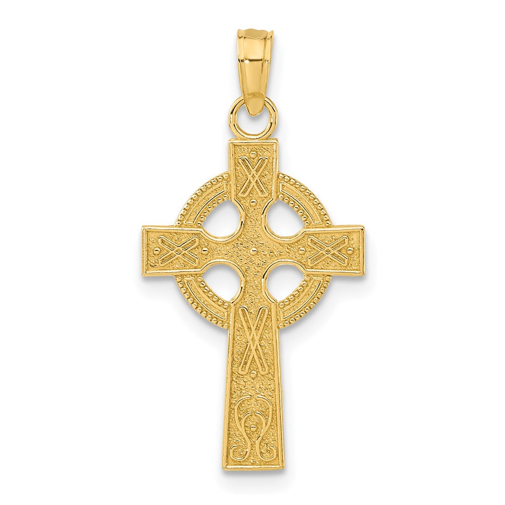 10K / 14K Yellow Gold Celtic Cross with Eternity Circle Pendant - Product Photo