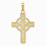 10K / 14K Yellow Gold Diamond-cut Celtic Cross Pendant - Product Photo