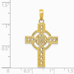 10K / 14K Yellow Gold Diamond-cut Celtic Cross Pendant - Product Photo