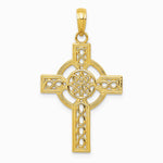 10K / 14K Yellow Gold Diamond-cut Celtic Cross Pendant - Product Photo