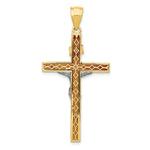 14K Two-tone INRI Hollow Crucifix Pendant - Product Photo
