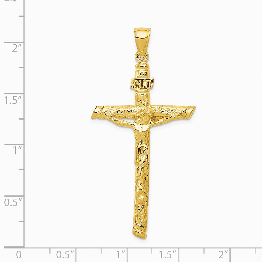 10K / 14K Yellow Gold INRI Crucifix Pendant - Product Photo
