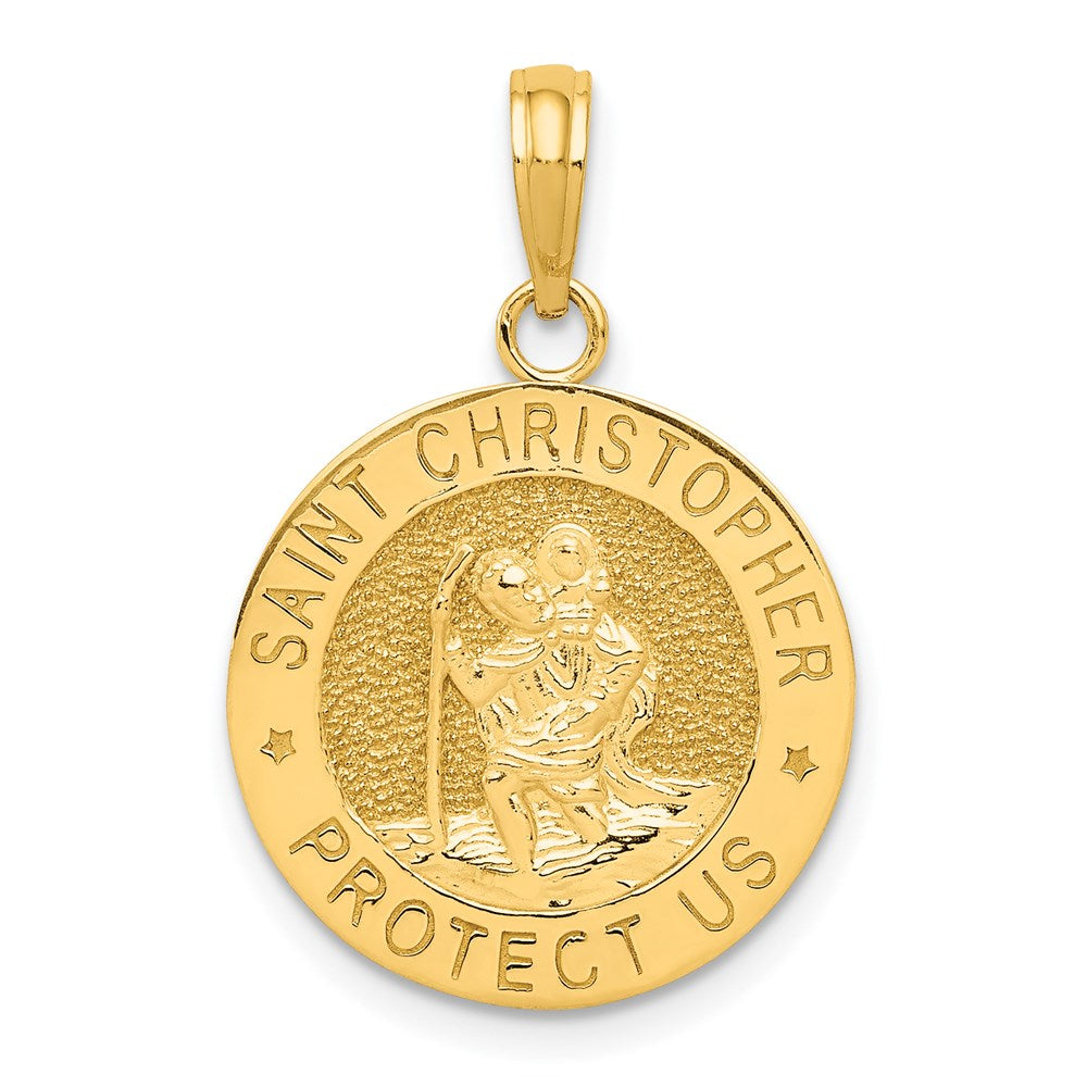 14K Yellow Gold Saint Christopher Medal Pendant