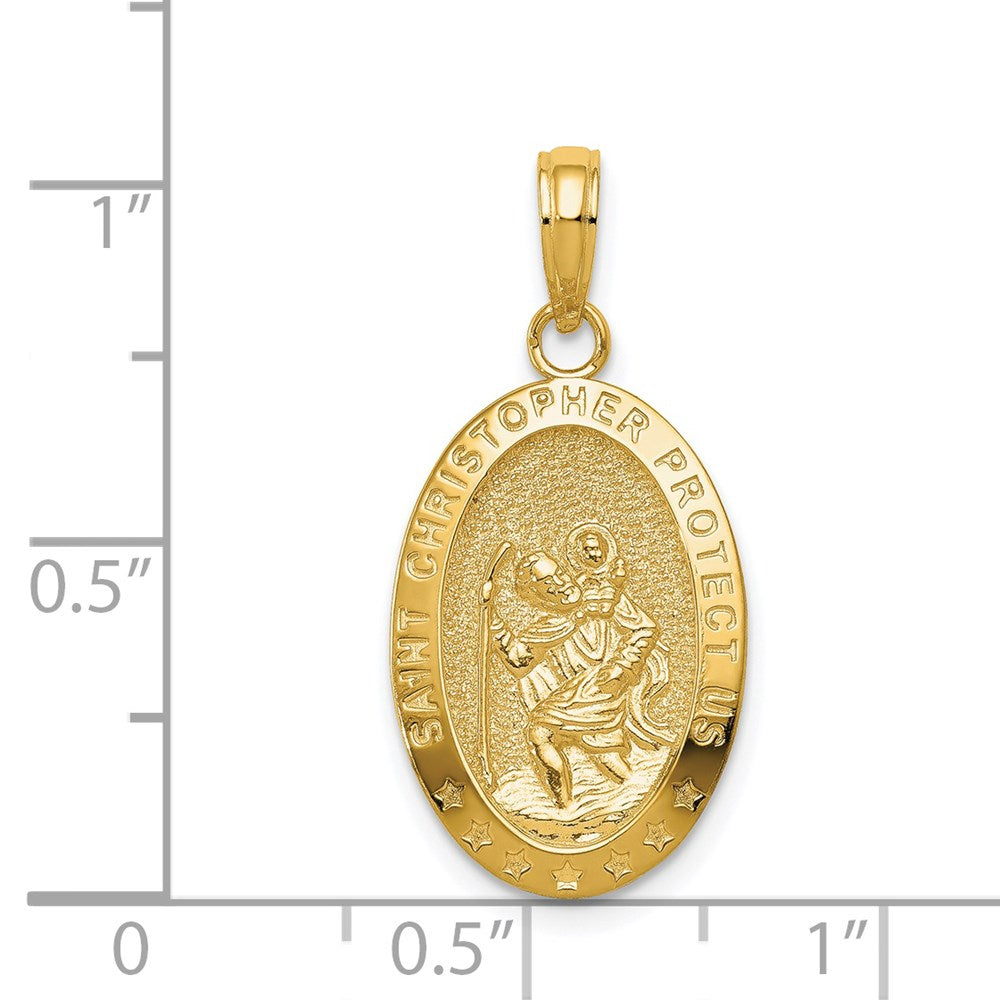 10K / 14K Yellow Gold Saint Christopher Medal Pendant - Product Photo