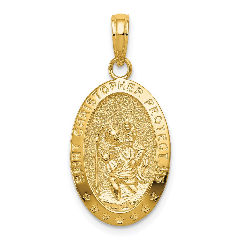 10K / 14K Yellow Gold Saint Christopher Medal Pendant - Product Photo