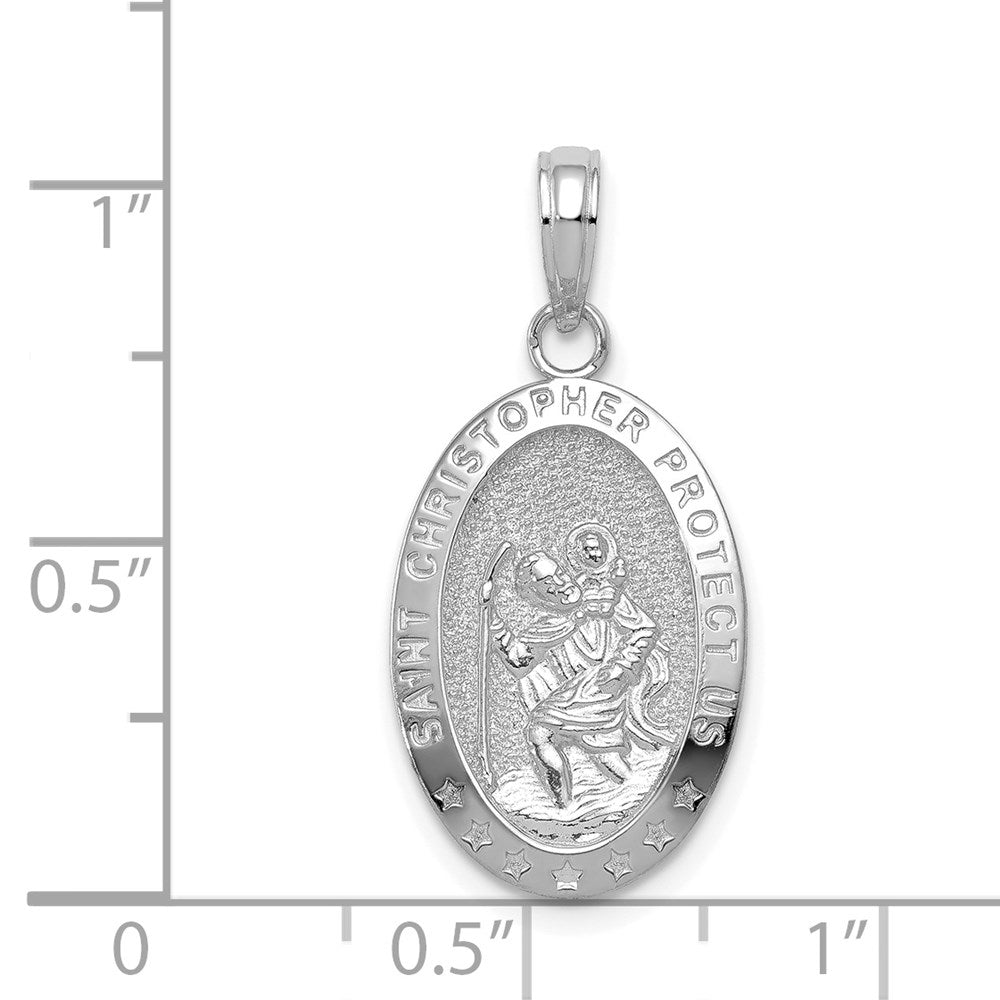 10K / 14K White Gold Saint Christopher Medal Pendant - Product Photo
