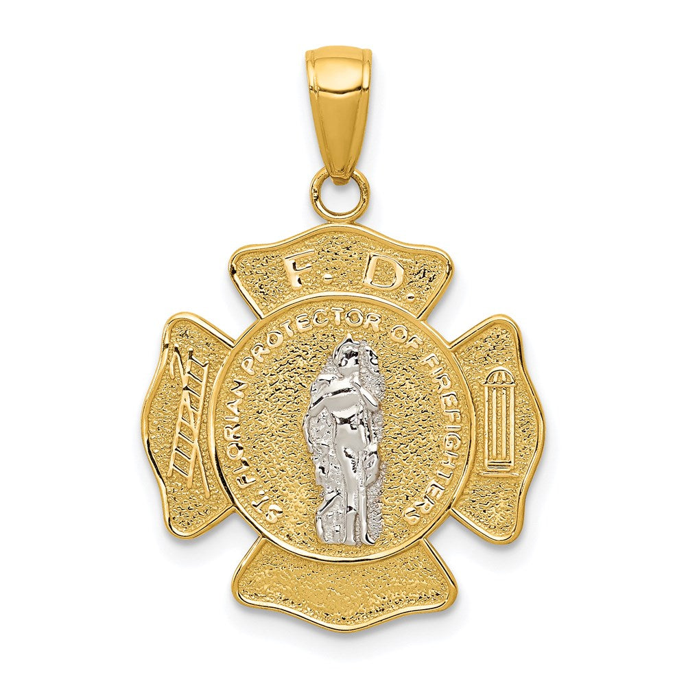 14k Two-tone Saint Florian Medal Pendant - Product Photo