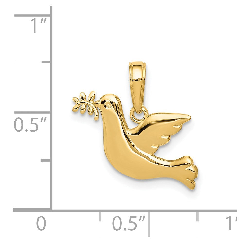 10K / 14K Yellow Gold Polished Dove Charm - Product Photo